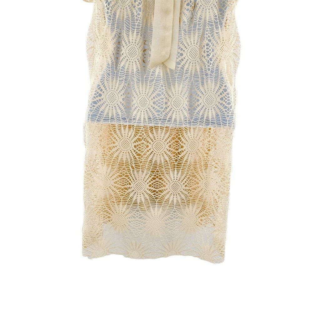 Altar'd State Crochet Open Knit Short Sleeve Tunic Top With Open Back - Picture 6 of 7